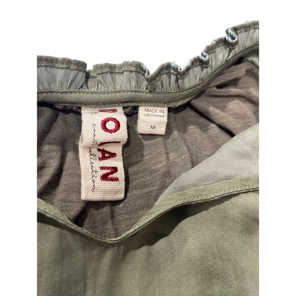 Dolan Anthropologie Peasant Blouse Olive Green Size M Earth Tone Fall Bohemian - Picture 3 of 13